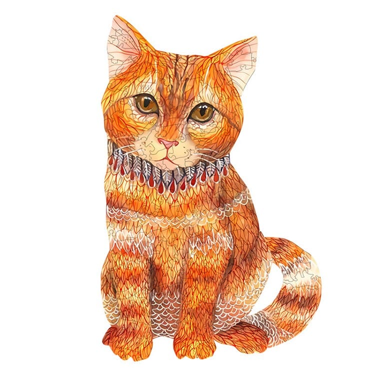 orange cat wooden puzzle